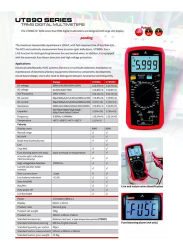 Uni-T Multímetro Digital UT890D+ True RMS 2