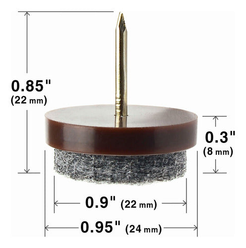 Deslizadores De Fieltro Para Clavar 40un, Diam. 24mm-gris 2