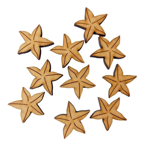 150 Estrellas De Mar + 150 Corazones 2cm Mdf Fibrofacil 0