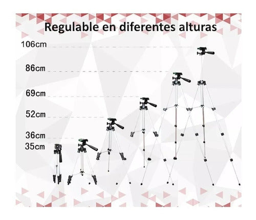 Genérica Tripode Universal Telescop. Aluminio Cámaras Soporte Celular 3