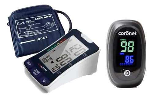 GA.MA Italy Digital Arm Blood Pressure Monitor BP-1307 + Coronet Finger Pulse Oximeter 0