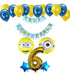 Minions Balloons Set: 2 Balloons + Banner + Large Number + 2 Stars + 12 Latex 5