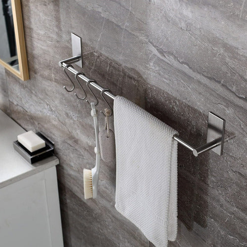 Ottone Self-Adhesive Towel Bar for Bathroom & Kitchen - Stainless Steel, Black 7