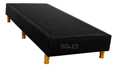 Soles Muebles Single Bed Base with Drawers 90x200 Fabric Black/Grey 0