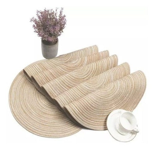 City Blanco Rustic Round Table Mat Set of 6 0