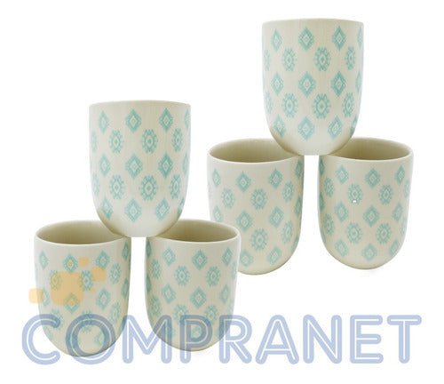 Compranet Tea or Coffee Bowl Set of 6 – Porcelain with Assorted Designs 0