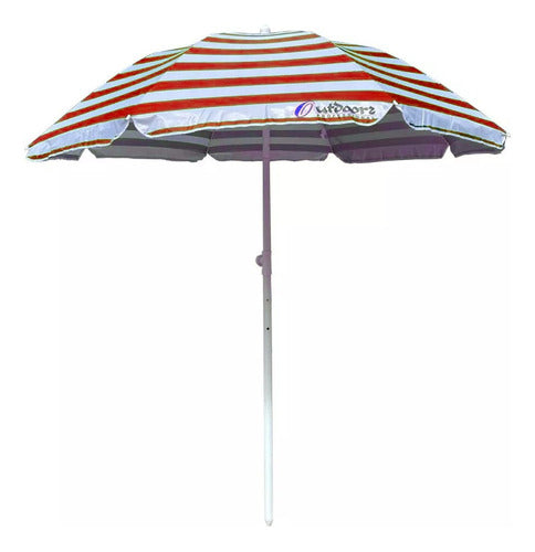 2m Beach Umbrella Reinforced 100% UV Protection Reclining 6