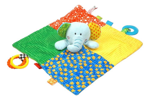 Colorful Elephant Baby Security Blanket with Teether 1