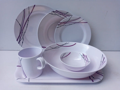 Plastic Ware Violet Melamine Dinnerware Set for 4 People - 22 Pieces 0