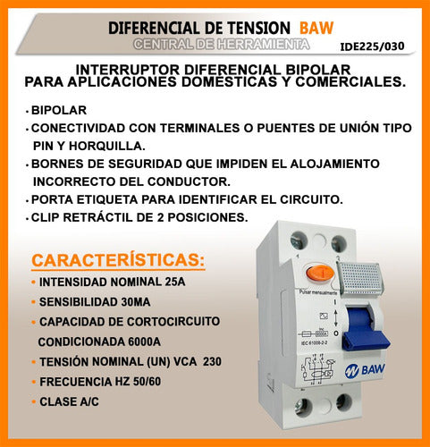 BAW Bipolar Differential Switch 25amp 30ma 1