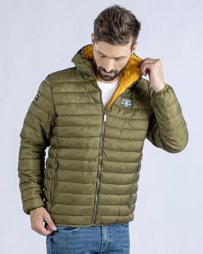 UFO Calder Green Hooded Nylon Jacket for Men 0