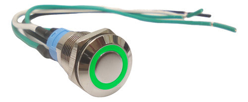 Pulsador Boton Metalico 12mm Sin Retencion Verde Con Cable 0