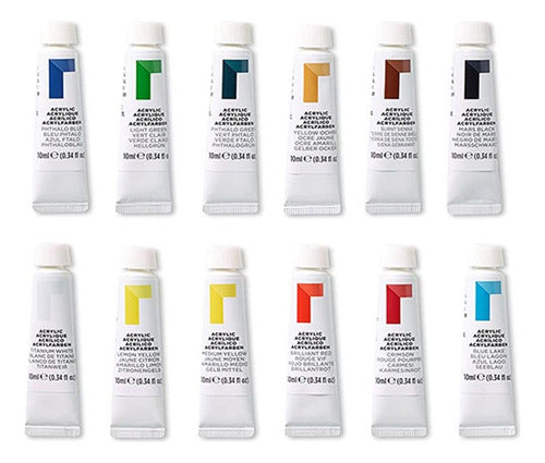 Reeves Acrylic Paint Set of 12 Colors in Tubes 1