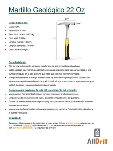 S/M Geological Hammer 22 Oz Pickaxe 4