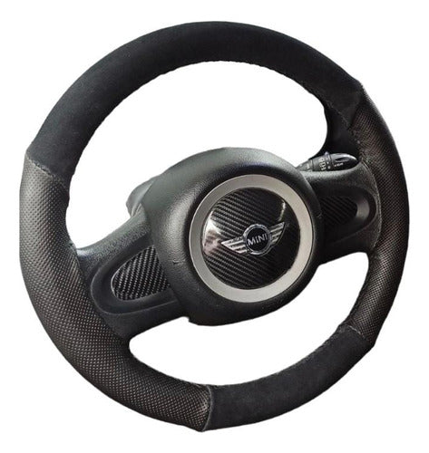 Genuine Alcantara Leather Steering Wheel Cover with Ltcuero Script 0