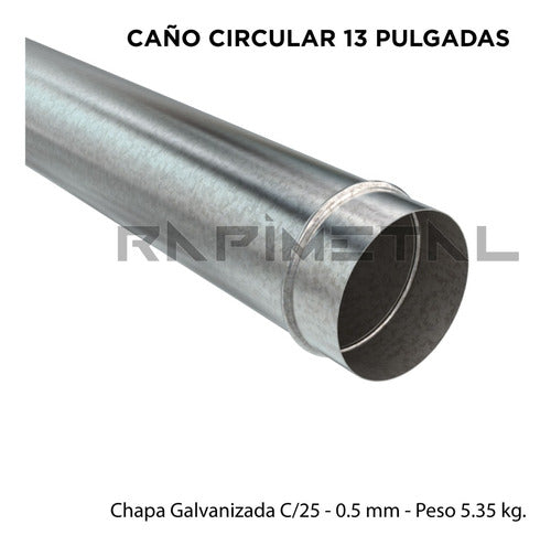 Caño Redondo Galvanizada 13 Pulgadas Tiraje Ventilacion 2