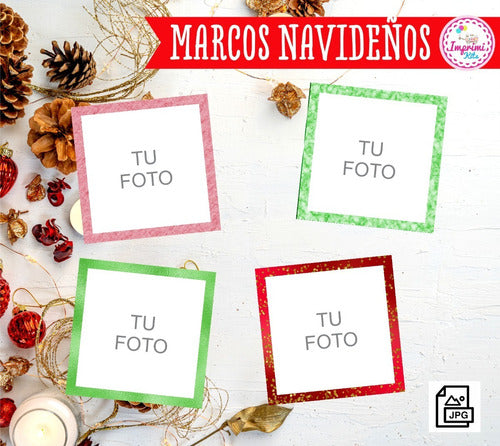 Printable Christmas Polaroid Frame Kit - Holiday Images #N119 3