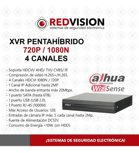 Dvr Xvr Seguridad Dahua 4ch + Ip 1080p Hd Hdmi Vga Cctv P2p 1