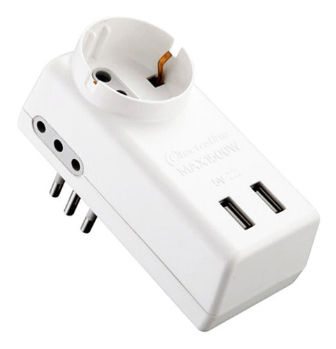 Adaptador Triple Electraline Schuko + 2(2p+t) + 2 Usb 2.1a 0