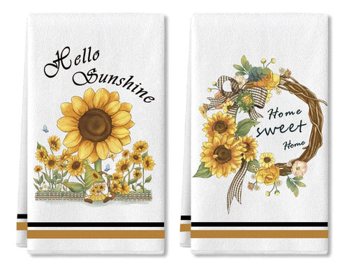 Lebsitey Kitchen Towels with Sunflower Gnome, Set of 2 Towels 0