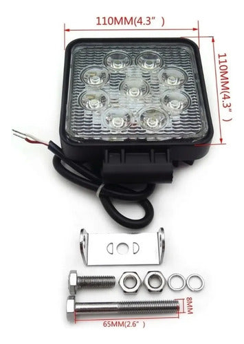 Lux Led Square 9 LED 27W Light Bar Pair Spotlights Ns Jeep 3