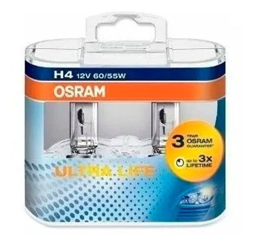 Kit 2 Lamparas H4 Osram Ultralife Mayor Vida Util Mas Luz 0