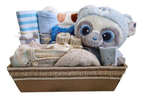 Rrsinglebox Handcrafted Baby Welcome Basket in Wool and Plush 0