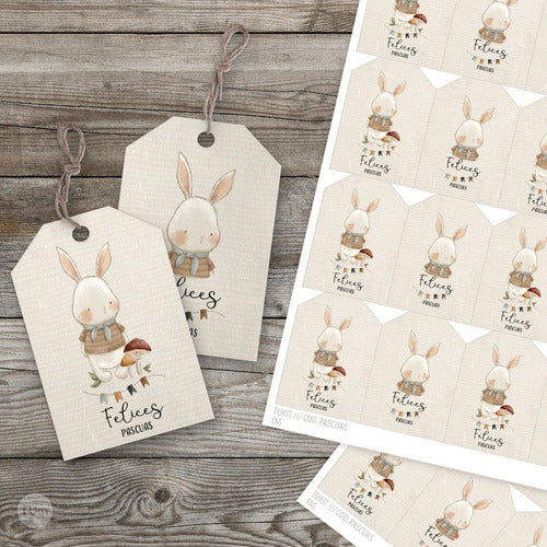 Printable Rabbit Happy Easter Tag Cards TuKit 1