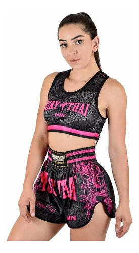 Combo Muay Thai Feminino Treino Top E Short Dragon Thay 0