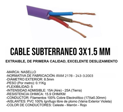 Conduelec Exterior 3x1.5 mm Cable 50 M 2