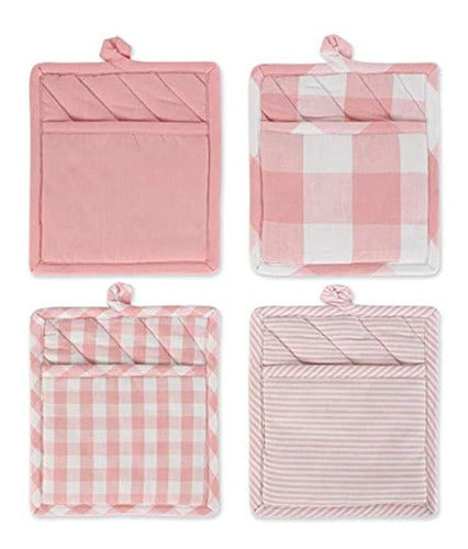 DII Gingham Check Kitchen Collection, Potholders S/4, 4 Pieces 0