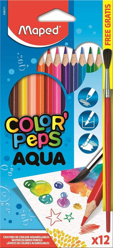 Maped Lápices De Colores Aqua X12 Con Pincel 1