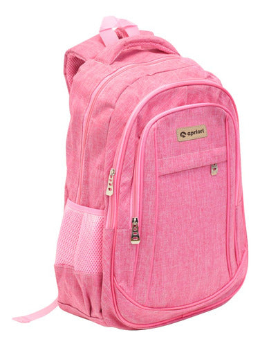 Apriori Pink Backpack with 4 Zippers and 2 Pockets 0