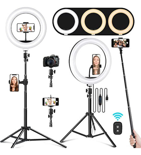 JIOZER 10.2" Ring Light with Stand and Phone Holder 0