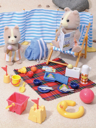 Sylvanian Families Set Playa Picnic Accesorios + 2 Figuras 1