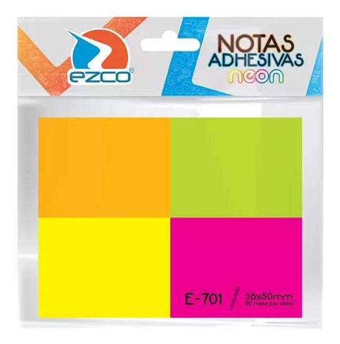 Stendy Neon Sticky Notes 38x50 Mm 4 Colors Fluorescent Pack of 3 0