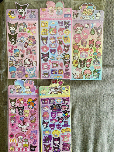 Plancha De Stickers Holográficas Kuromi Cinnamoroll Melody 1