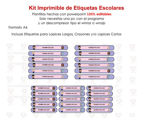 Kit Imprimible Etiquetas Escolares Merlina Addams Editable 4