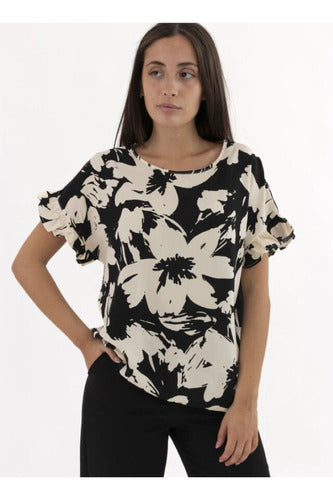 Poplin Printed Blouse with Ruffles 20-37-1 11