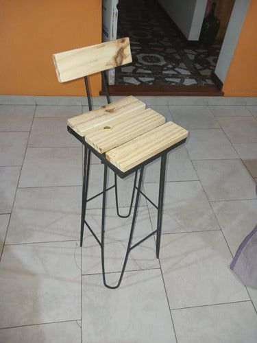 Generic Banqueta Hierro Y Madera Alta 75 Cm 2