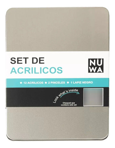Nuwa Acrylic Paint Set x 12 Units in Tin Can 2