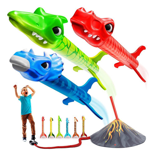 Motoworx Dinosaur Rocket Launcher Toy - 6 Colorful Dinosaurs 0