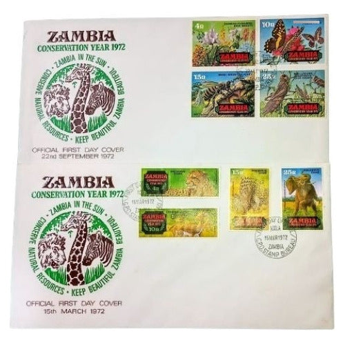 Years of Conservation 2 Envelopes First Day of Issue Zambia Year of Conservation 0