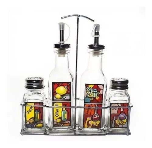 Carol Set of 4 Condiment Containers with Chrome Display 2