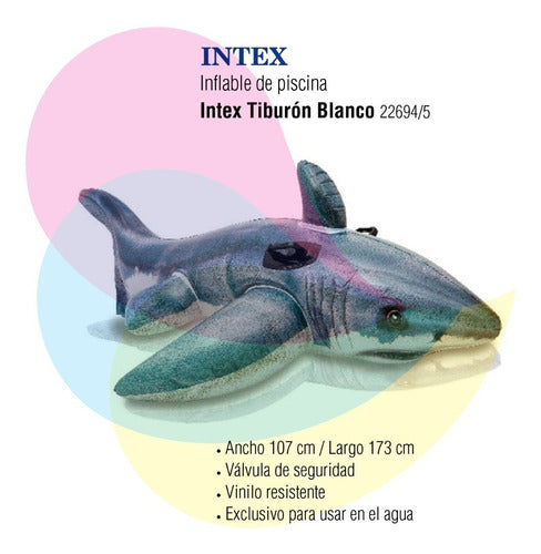 Inflatable White Shark Intex 173x107cm 22694/5 1