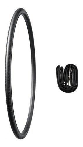 Road Bike Clincher Tire 700 X 23 Wire + Inner Tube Set 0