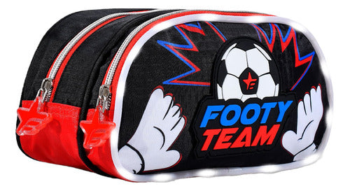 El Mundo del Juguete Cartuchera Escolar 2 Cierres Con Luz Led Team Footy 1