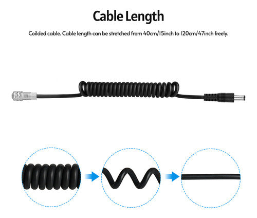 Andycine 12v 2.1mm Dc Macho Para Bmpcc 4k/6k Cabo De Aliment 4