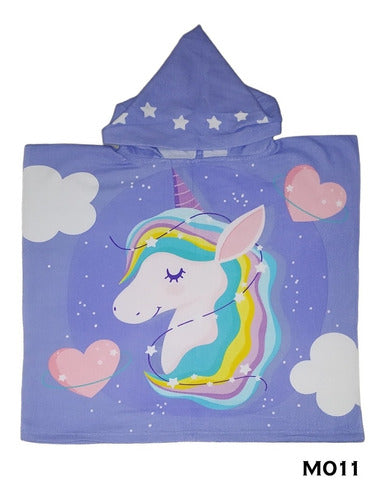 Poncho De Toalla Infantil Unicornio Lila 0