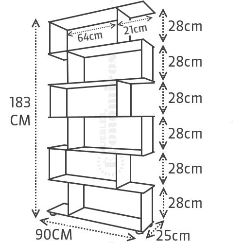 Muebles Económicos Estantería Exhibidor Organizador Biblioteca 180x90cm 7 Cubos 7